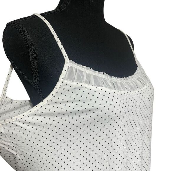 Elle White and Black Polka Dot Shirred Mesh Inlay Cami L0314 - Picture 2 of 7